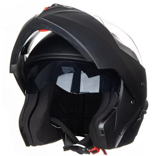 Helm für Motorräder Full-Face Motorcycle Helmet Tragbarer Integralhelme Flip-up Motorradhelm Zertifizierung von ECE (Matte Schwarz, L)