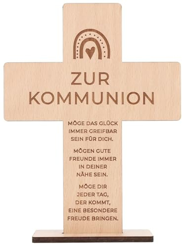 Spruchreif | Holzkreuz mit Gravur | Holzaufsteller Kreuz | Geschenke aus Holz | Christliche Geschenk | Geschenk Kommunion