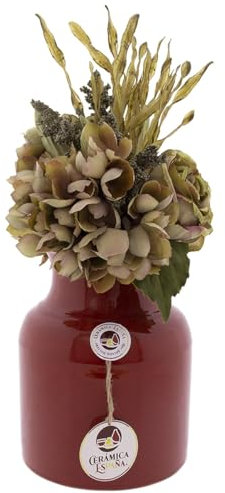 CERÁMICA ESPAÑA Vase décoratif en terre cuite - Vase en céramique - Vase à fleurs - Vase à fleurs - Plumeau décoratif - Modèle D05 - 15 x 15 x 20 cm