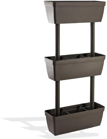 Crisalide® - Balcón de exterior, resina termoplástica modular, kit jardinera vertical, con sistema de riego continuo. Tamaño 50 x 17 x 100, color gris