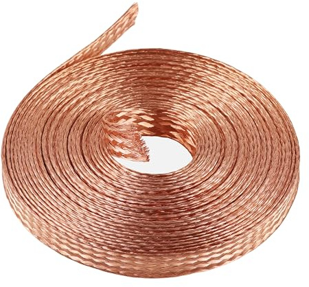 KWOKWEI Cable plano trenzado de cobre de 16 mm, 3 m, alambre trenzado de cobre desnudo, malla de punto, cable de tierra trenzado de cobre, 10 cuadrados para conexión a tierra