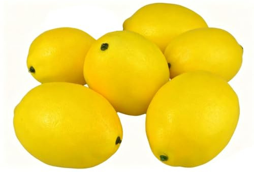Armastuse 6 Piezas de limón Amarillo Artificial, decoración de Limones Amarillos de imitación realistas de Frutas Falsas para Cuencos decoración Mesa centros de Verano Limones Decoraciones Fiesta