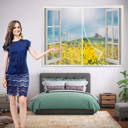 Fliegengitter Balkontür 50 x 135 cm Verschiedene Größen, Fliegengitter Tür Ist Ideal Insektengitter Lamellenvorhang Magnetvorhang für Wohnwagen, Wohnmobil Und Balkontür, Weiß