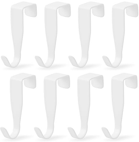Dokeno 8 Piezas Perchero Puerta, Gancho Colgador Para Puerta de Acero Inoxidable, Gancho Puerta Sin Taladrar Para Dormitorio Baño Cocina Armario (Blanco)