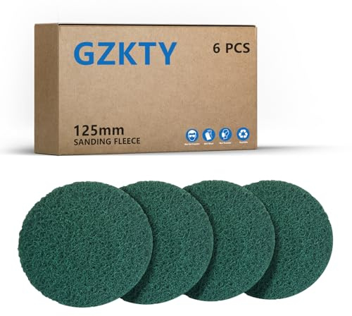 GZKTY P80-100 Sanding Fleece Discs 125mm (6-Pack) | Hook & Loop Backing for Round/Random Orbital Sanders | Multi-Material Abrasive for Wood, Metal & Plastic Surfaces