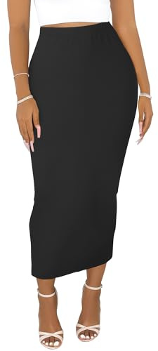Sexy Maxirock für Damen, Stretch, dick, hohe Taille, Blumendruck, Bleistift, lang, figurbetont, Röcke, Rückenschlitz