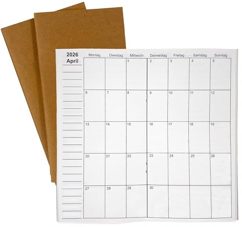 UNIQUE HM&LN Travelers Lot de 3 agendas Jan 2025 – Juin 2026 Travelers Notebook Inserts Calendrier mensuel hebdomadaire 1 semaine 2 pages Journal TN régulier 21 x 11 cm