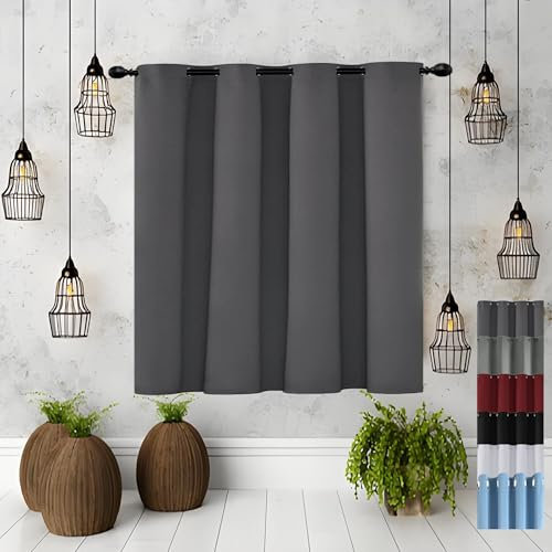 JIAHAO Gardinen Vorhänge 1Er Set 230 x 165 cm Wohnzimmer Lärmschutz/Kälteschutz Luftig Fadenvorhang mit Stangendurchzug Dicke Thermogardine, Dunkelgrau