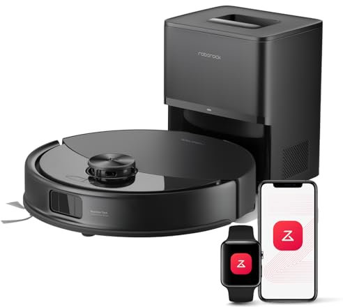roborock Q10 S5+ Robot Vacuum, Self-Emptying, 10000Pa Suction, Up to 7 Weeks of Hands Free Cleaning, Dual Anti-Tangle Design, VibraRise 2.0&Auto Lifting Mopping System, Obstacle Avoidance (Black)