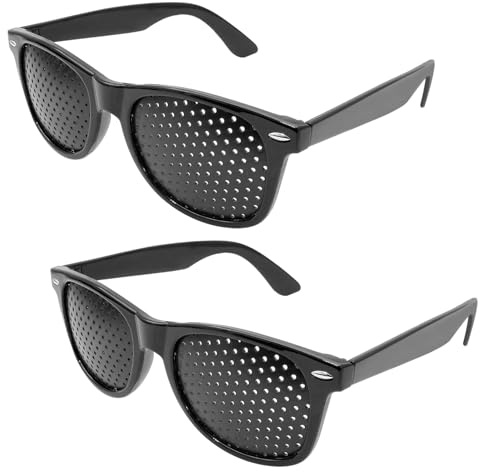 keyxer 2 Stück Original-Lochbrille für Augentraining Original– Schwarze Rasterbrille mit faltbaren Bügeln, Pinhole Glasses zur Entspannung & Sehstärkung, Atmungsaktive Multidot-Gitterbrille