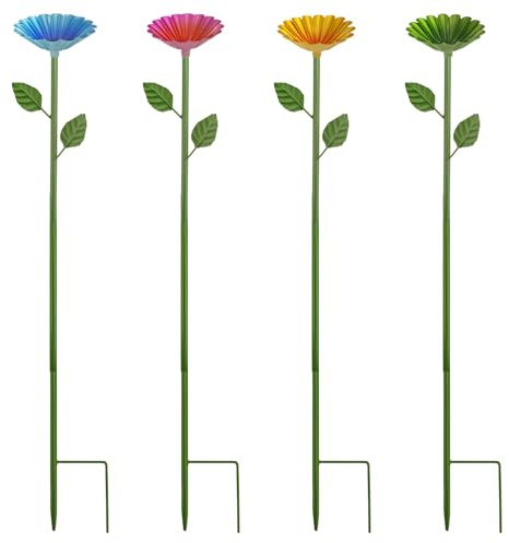 4Pcs Bee Watering Station Flower Shaped Metal Bee Feeder Watering Station Bees Insectes Drinking Cup Colorful Butterfly Feeder Bees Water Feeder Garden Decorations