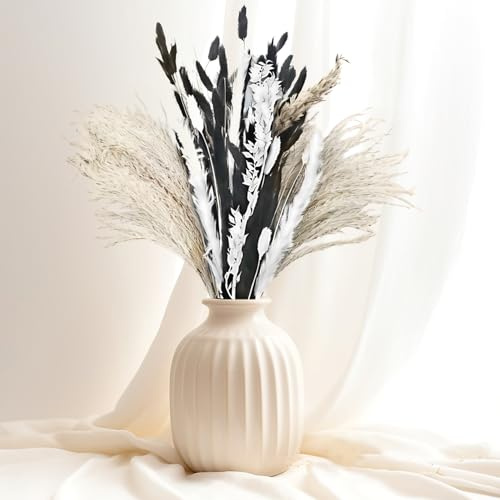 Flores secas de Hierba de la Pampa, Ramo Bohemio con Colas de Conejo para jarrones, Ideal para Decorar tu hogar, Dormitorio y Sala de Estar.