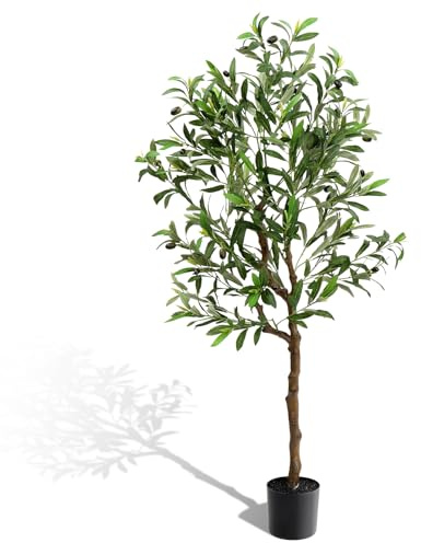 LEADZM Künstlicher Olivenbaum 120cm kunstpflanze Künstliche Pflanzen Olivenbaum Künstlich Kunstbaum wie echt für Balkon Wohnzimmer Büro (120cm)