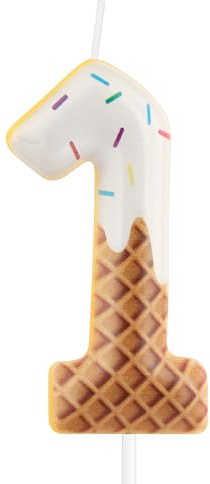 Ice Cream Birthday Candles, Candy Cake Decorations, Sweet Number 1 Candle for Birthday Cake Topper Candle, Colorful Ice Cream Theme for Girls Boys Decorations and Summer Party Supplies
