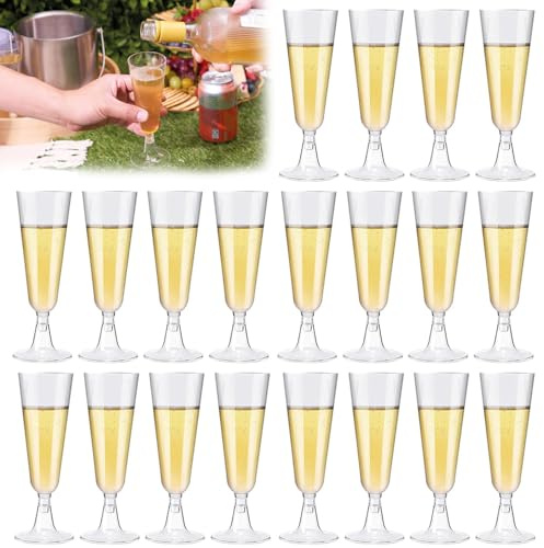 TAIHE Sektgläser Plastik 20 Stück, 150ml Transparent Sektgläser Kunststoff, Weingläser Plastik Set, Mehrweg Champagnergläser Cocktailgläser für Partys, Hochzeiten, Geburtstage