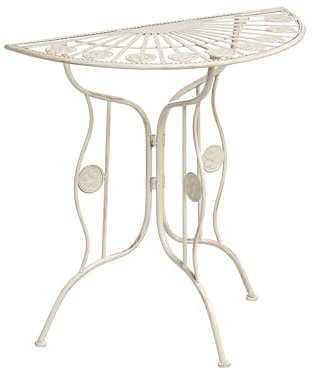 Beliani Balkontisch französisch für 2 Personen Metall Hellbeige halbrund 80x37 cm Coggia