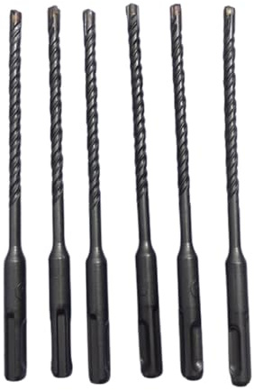 6 PACK OF, 6mm x 210mm, SDS Plus Masonry Drill Bits, Cross Tip, Masonry, Brick, Concrete