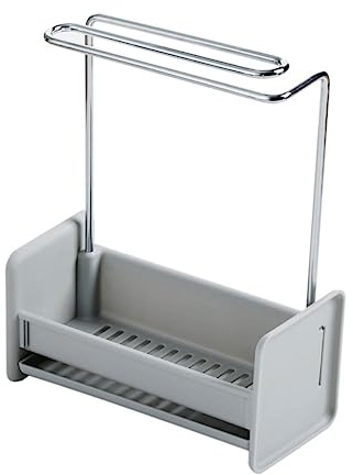 VALICLUD Soporte Multiusos Para Esponjas y Paños De Cocina Gris, Compacto Orificios De Drenaje, Material Resistente, Adecuado Para Encimeras y Fregaderos, Sin Necesidad De Taladro