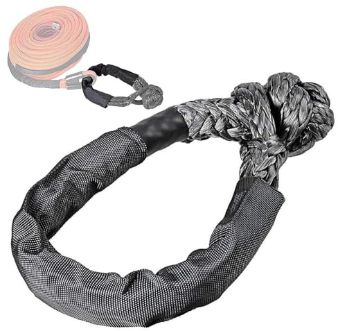 Krmoau Manille Souple de remorquage | Manilles de remorquage Souples pour camions | Corde à Manille Souple synthétique de 38 000 LB avec Manchons supplémentaires pour la récupération de VTT de
