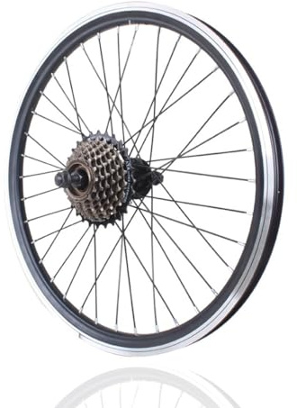 QUYCOIU 20in Mountain Bike Wheels 1.75/1.35 Tires Variable Speed Front V Brake /93mm & Rear V/Disc/Band Brake/135mm Aluminum Double Wall Carbon Steel 36H Hub For 6/7/8/9/10-speed(Rear+freewheel)