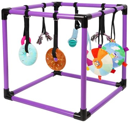 Liitrton Gimnasio de Juego para Cachorros – Gimnasio de Juego para Perros pequeños con 8 Juguetes Colgantes, Gimnasio Interior de la Selva con Juguetes interactivos de enriquecimiento para Perros