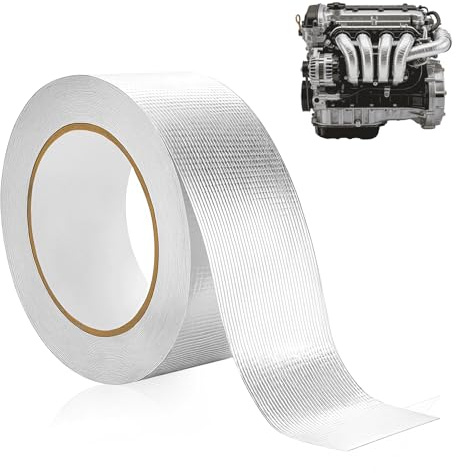 QYHON Hitzeschutzband Auspuff 10m x 5cm – selbstklebendes Auspuffband | selbstklebendes auspuff dichtband, auspuff hitzeschutzband als auspuff reparaturset für Auto & Motorrad Auspuff