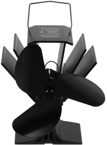 EXCEART Ventilador de Chimenea de Potencia Térmica 4 Aspas de Metal para Estufas de Madera y Pellets, Distribución del Calor Hogar