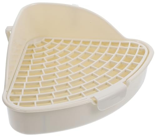 Toilettes pour Lapin en Plastique Triangulaires, Contrôle des Odeurs | Base Filtrante Anti-fuite, pour Cochon D’inde et Chinchilla, Usage Jardin et Parc, Couleur Blanc