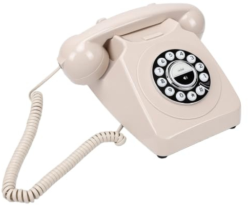 Yechiry Retro BT Telephone Landline Phone (Beige) | Type C Fast Charging, with Handset, Cordless, Rechargeable, Supports Fixed Calling, Caller ID Display, and Voicemail