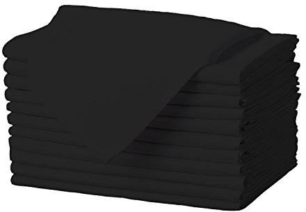 Gee Di Moda Cloth Napkins - 17 x 17 Inch Black Dinner Napkins - Set of 12 Soft & Absorbent Washable Fabric Cloth Table Napkins with Hemmed Edges for Hotel Restaurant, Holiday Parties & Wedding