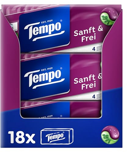 Tempo Taschentuch sanft und frei Riesenpackung 18 Packungen (je 10 Päckchen x 9 Tücher)