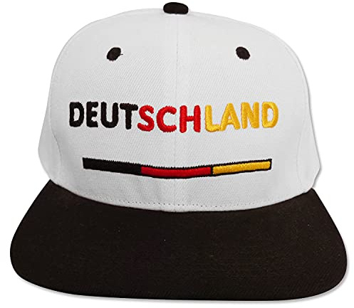 IDM Snap Cap Deutschland Germany Weiß, Verstellbare Cap mit Gesticktem Wappen