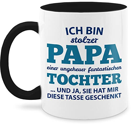 Tassen 325ml - Geschenk zum Vatertag - Stolzer Papa einer fantastischen Tochter Tasse - 325 ml - Schwarz - vatertagstasse vatertagsgeschenk vater kaffeetasse vatertagtasse männertag toechter
