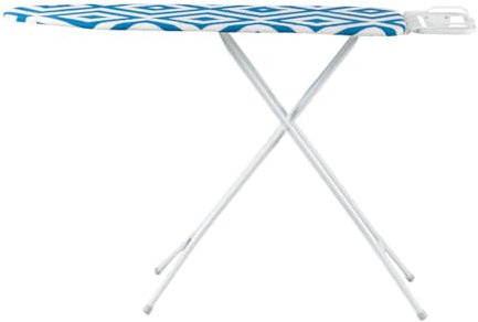 Royalford Ironing Board, Adjustable Height & Iron Rest To Secure Iron In Place, Lightweight & Foldable For Compact Storage, Protective Feet,100% Cotton Fitted Cover - 114 x 33 cm, Blue