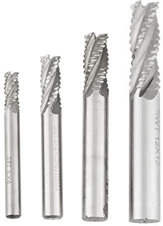 Fresa a 4 Flauti, 4 Pezzi HSS per Sgrossatura, Router CNC M6 / M8 / M10