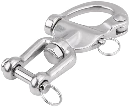 Snap Swivel Shackles, 316 Stainless Steel Sailing D Link Hook Clip for Quick Release, Spinnaker Halyard, Sailboat Rigging, Marine Accessories (128mm)