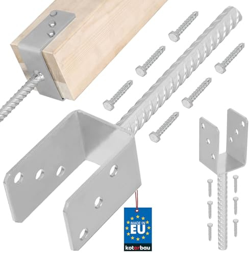 KOTARBAU® U Pfostenträger zum einbetonieren 61 mm Alle Größen Lichte Breite 51mm-161mm Riffelstahl Betonanker für Holzpfosten Feuerverzinkt Steindolle Fest Bodenhülse Stahl Anker