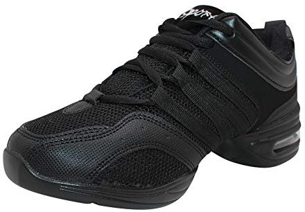 Yudesun Sports Outdoor Dance Shoes Women - Womens Black Mesh Split Sole Lace Up Shoe Teaching Practice Sneakers Comfy Slip Resistant Trainers Jazz Latin Ballroom Casual Black 8 UK