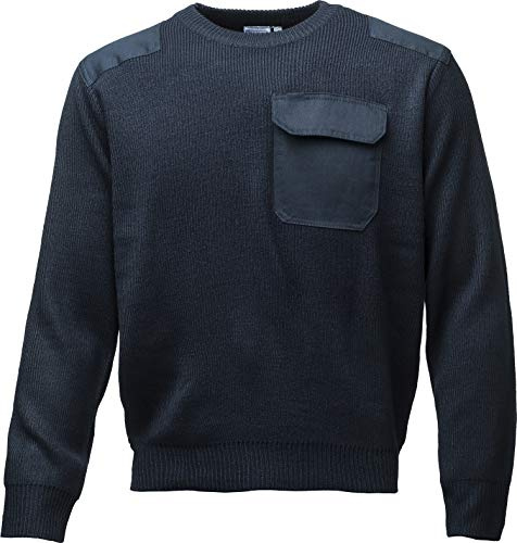 Baddery Suéter Militar - Pulóver Jersey Pullover Sweater Hombre-s y Mujer-es Regalo Cazador Caza Pescador Marina Navy Ejército Army Military Ropa de Trabajo Outdoor Camping Camuflaje (Azul XXL)