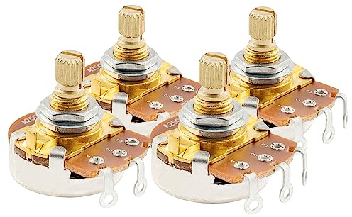 Musiclily Pro Brass Shaft Full Metric Sized Control Pots A250K Audio Taper Potentiometers for Guitar (Set of 4)