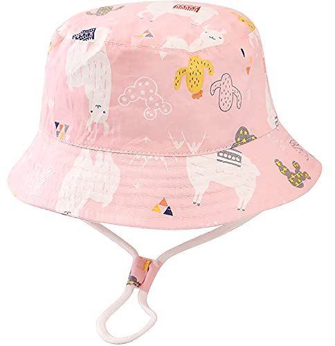 Malaxlx Unisex Kleinkind Sonnenhut Alpaka Rosa Fischerhut Kinder Sommerhut für 2-4 Jahre Mädchen Jungen