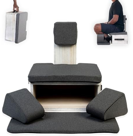 Ungloo Box Meditation Floor Chair, Back Support, Knee and Hip Support, Knees, Portable and Lightweight (Gray)