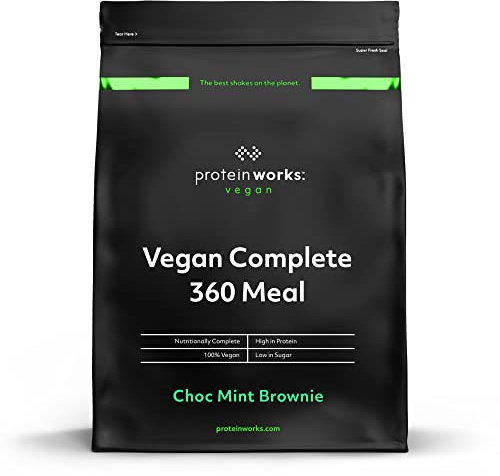 Protein Works - Vegan Complete 360 Meal, Award-Winning Meal Replacement, Tri-Protein Blend, Premium Plant-Based Ingredients, Essential Vitamins & Minerals, Choc Mint Brownie, 5 Meals, 500g