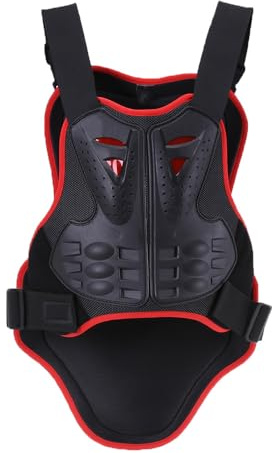 SJAPEX Armure de Moto Dorsale Armure Moto Cross Gilet Veste Protection pare Pierre Equipement Plastron Corps Enfants Adultes Homme VTT Sport Noir Protecteur Dorsal de Poitrine Red,M