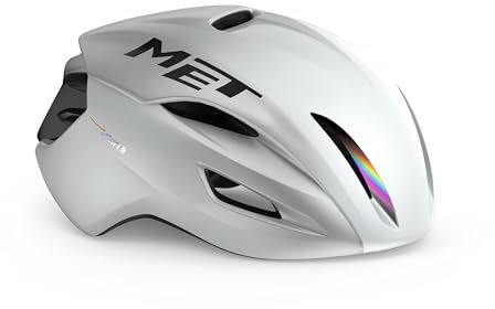 MET Unisex vuxen manta MIPS väghjälm, vit holografisk L/58–61 cm