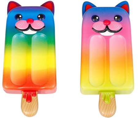Anboor 2 Stück EIS am Stiel Katze Squishies Spielzeug Squeeze Sets Kawaii Langsam Steigend Duftendes Kinderspielzeug Geschenke Niedliches Tier Sammeln