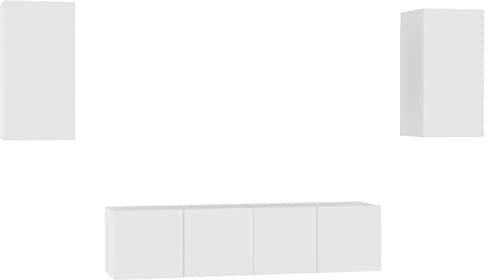vidaXL Ensemble de Meubles TV 4 pcs, Ensemble d'Armoires de Télévision avec Rangement, Meubles Télé de Salon, Blanc Bois d'Ingénierie