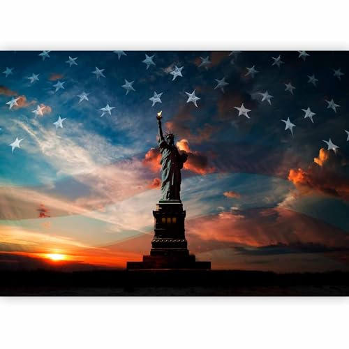 murando Fotomurales autoadhesivo Estatua de la Libertad 98x70 cm Papel Pintado Decoración de Pared Murales Pegatina decorativos adhesivos 3d Fotográfico USA Bandera New York City d-B-10005-a-a