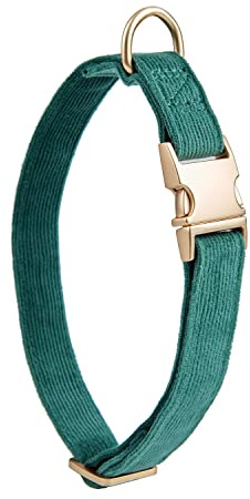 YUDOTE Collar de pana de algodón natural ultrasuave para perros grandes con piel sensible, color verde botella