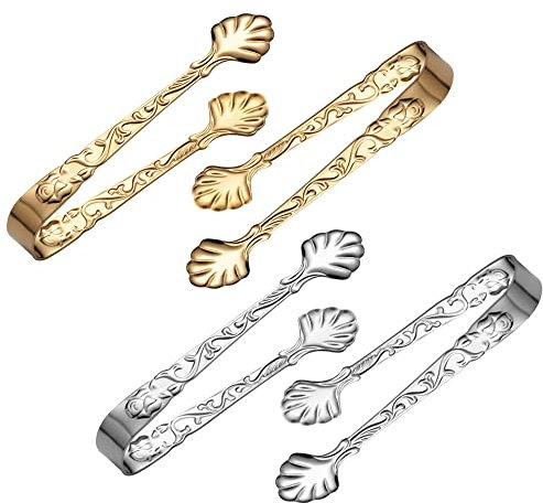 Sctmda Mini-Zangen-Set 4 Stück Eiszange Candy Bar Zangen Edelstahl Elegant Silber/Gold 9 cm